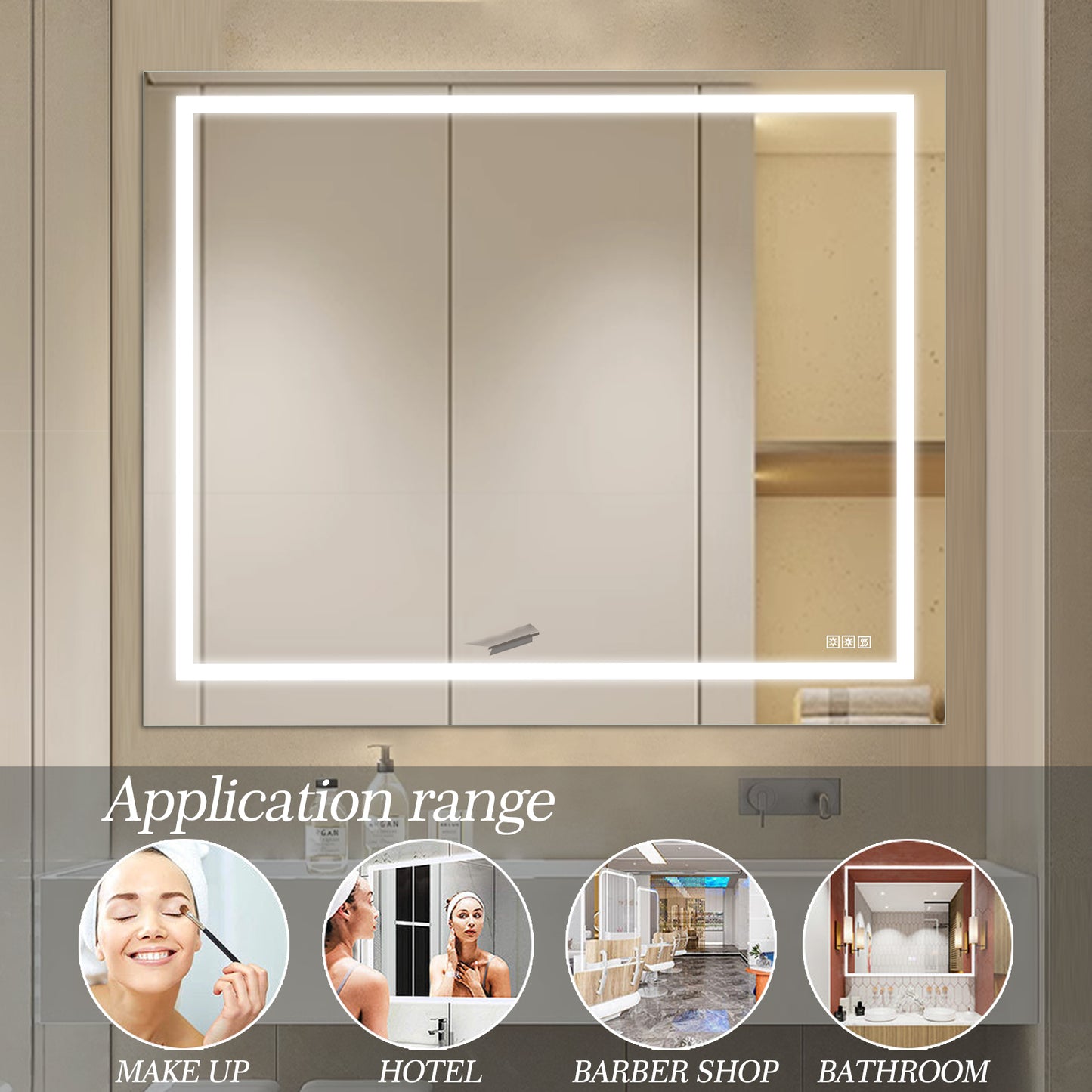 LED Bathroom Mirror 48x 36 Inch with lights, anti-Fog