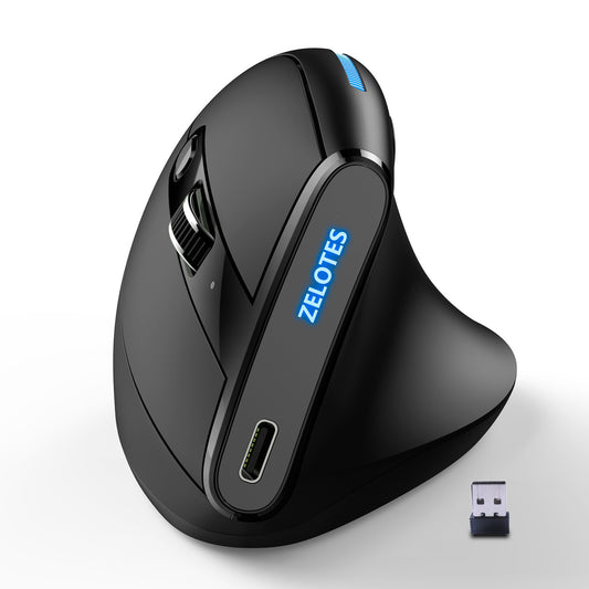 ZELOTES Master F36A Vertical Ergonomic Grip Anti Mouse Hand Charging Wireless Office Mouse