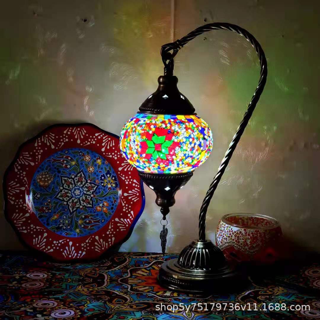 Exotic Moroccan retro mosaic study bedside Little Swan Cafe dressing table coffee table decorative lamp