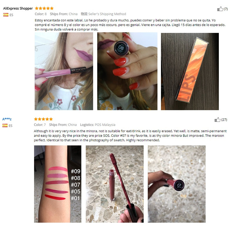 FOCALLURE Liquid Lipstick Makeup Matte Lip Tint Sexy Pigment Waterproof Batom Tint Nude Gloss Kiss-proof Lips Make up