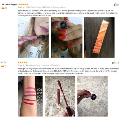 FOCALLURE Liquid Lipstick Makeup Matte Lip Tint Sexy Pigment Waterproof Batom Tint Nude Gloss Kiss-proof Lips Make up