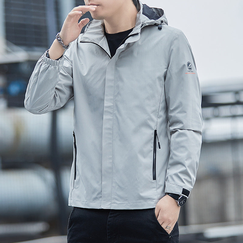 New outdoor sports windproof and waterproof hooded jacket for casual men