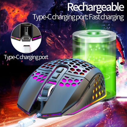 Lightweight hollow hole mouse, wireless rechargeable gaming light emitting computer, laptop, office mouse