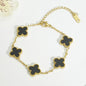 This four-leaf clover is plated with 18k gold titanium steel lucky four-leaf clover bracelet necklace