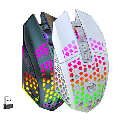 Lightweight hollow hole mouse, wireless rechargeable gaming light emitting computer, laptop, office mouse