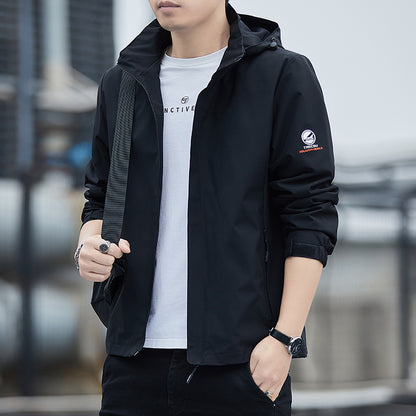 New outdoor sports windproof and waterproof hooded jacket for casual men