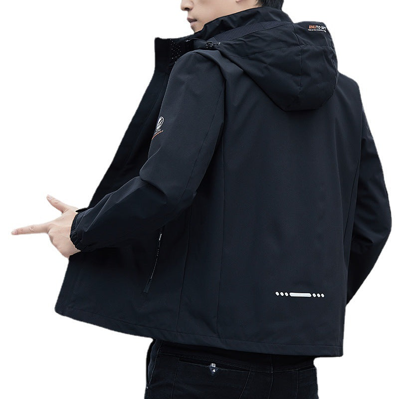 New outdoor sports windproof and waterproof hooded jacket for casual men