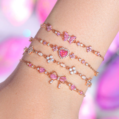 Ins Style Cute Sweet Bracelet Love Zircon Butterfly Festival Bracelet Women's Valentine's Day Gift Jewelry