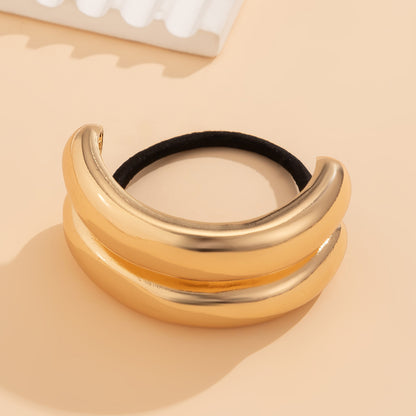 Personalized retro double-layer arc elastic hairpin irregular temperament hair ring