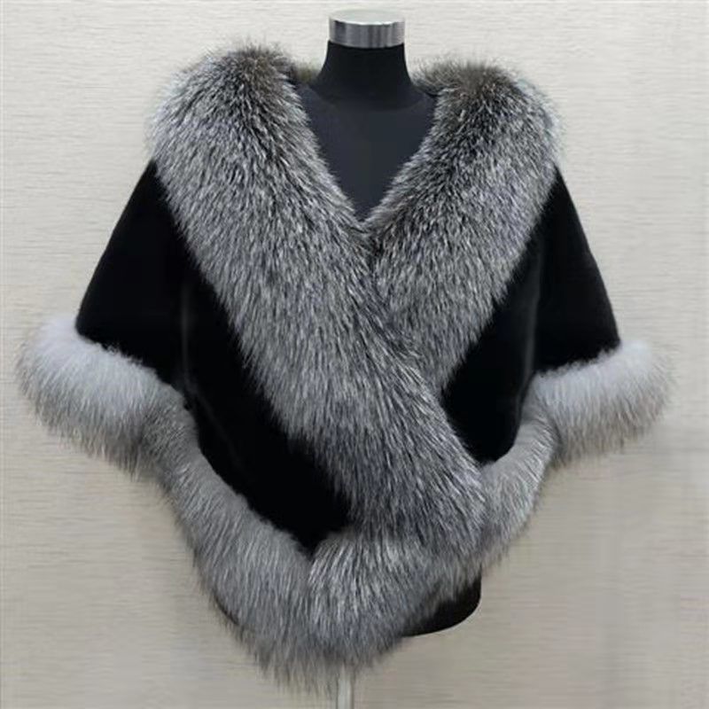 Luxury Fur Women Poncho Fluffy Shawl Fur Evening Dress Shawl Wedding Banquet Shawl Dress Shawl Plush Cape Coat Women Jackets