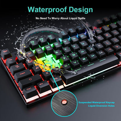 Wired gaming keyboard floating keycap rainbow backlit keyboard and mouse set AN-300