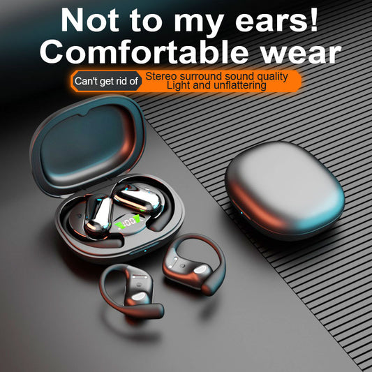 Wireless earphones open, non in ear, ultra long battery life, noise cancelling Bluetooth earphones for running and sports, hanging ear headphones