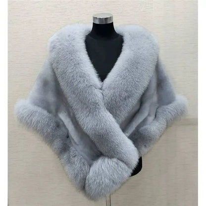 Luxury Fur Women Poncho Fluffy Shawl Fur Evening Dress Shawl Wedding Banquet Shawl Dress Shawl Plush Cape Coat Women Jackets