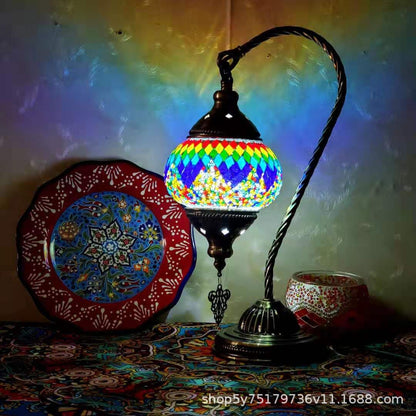 Exotic Moroccan retro mosaic study bedside Little Swan Cafe dressing table coffee table decorative lamp