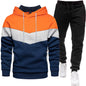 Men's three color hoodie sports suit, fashionable and casual, spring and autumn splicing hooded top, long pants two-piece set