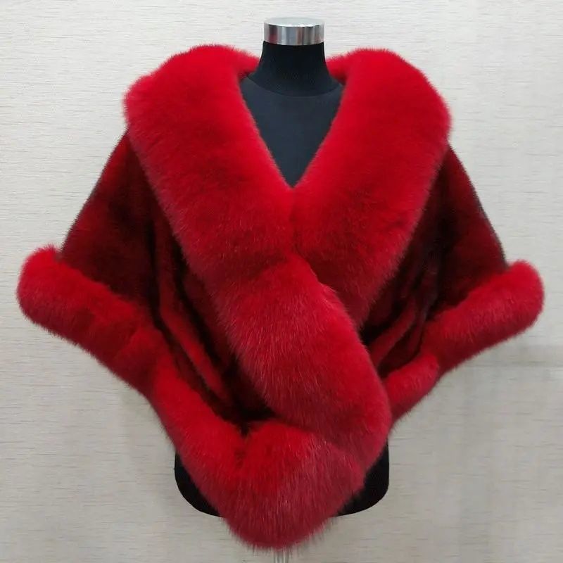 Luxury Fur Women Poncho Fluffy Shawl Fur Evening Dress Shawl Wedding Banquet Shawl Dress Shawl Plush Cape Coat Women Jackets