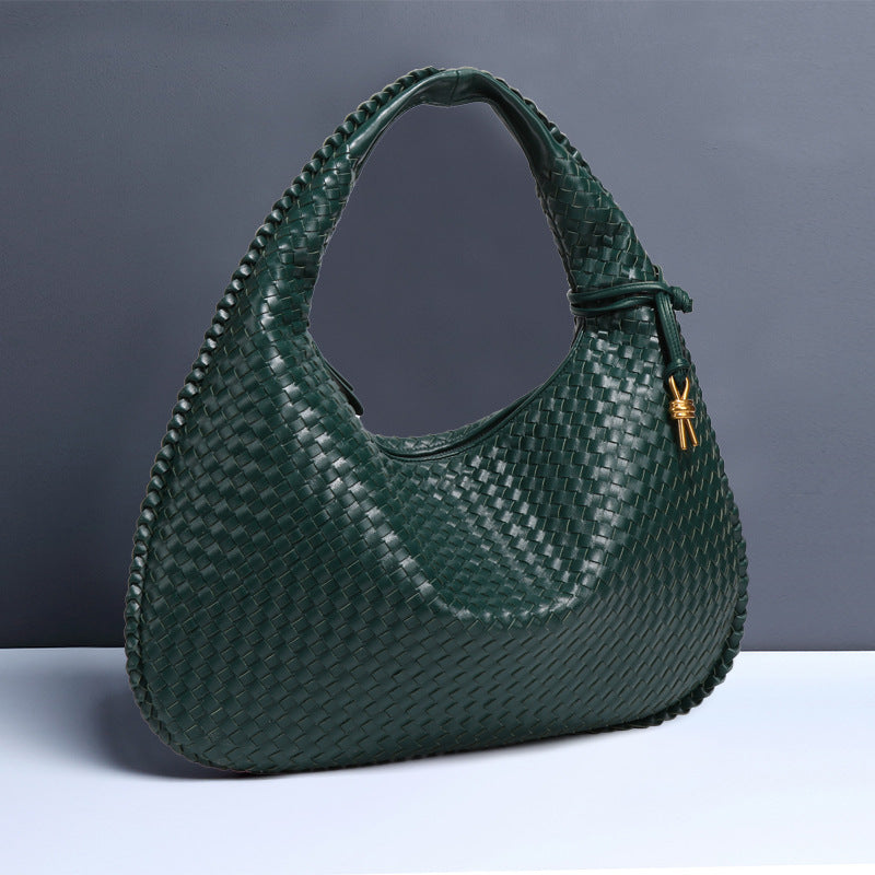 Crescent shaped women's bag hand woven hand-held dumpling bag