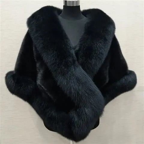 Luxury Fur Women Poncho Fluffy Shawl Fur Evening Dress Shawl Wedding Banquet Shawl Dress Shawl Plush Cape Coat Women Jackets