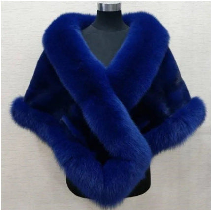 Luxury Fur Women Poncho Fluffy Shawl Fur Evening Dress Shawl Wedding Banquet Shawl Dress Shawl Plush Cape Coat Women Jackets