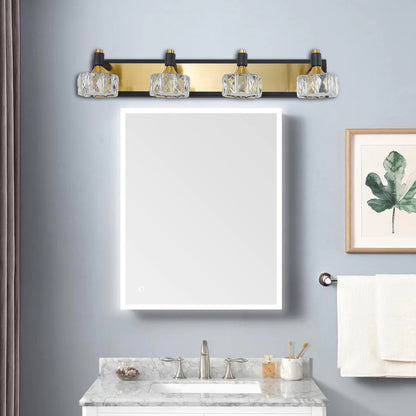 LED 4-Light Modern Crystal Bathroom Vanity Light Over Mirror Bath