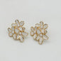 Metal Flower Enamel Petal Post Earrings For Women Imitation Pearl Fashion Jewelry Cute Party Accessories Romantic Gifts