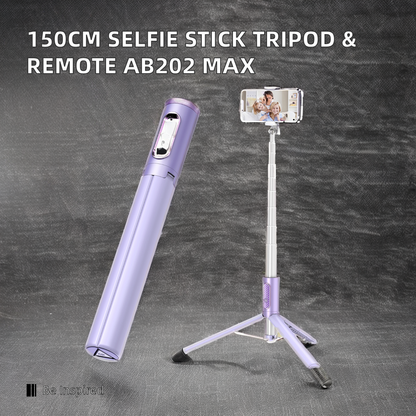 New 150cm Long Selfie Stick Tripod Carbon Fiber Plastic Detachable Remote Control AB202 Max Phone Compatibility Rotatable