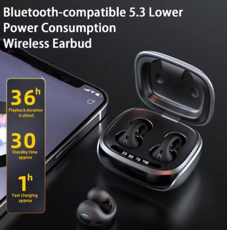 JX80 bone conduction clip on Bluetooth earphones with spray code noise reduction, high battery life, and no delay