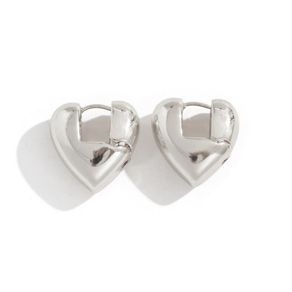 Ins style metal heart ear buckle with simple design and U-shaped smooth surface earrings