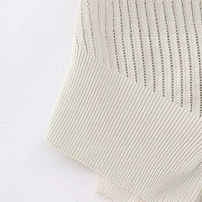 Fashion ball decoration jacquard mesh round neck knitted top