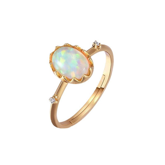 Retro imitation Opal gold-plated ring for women