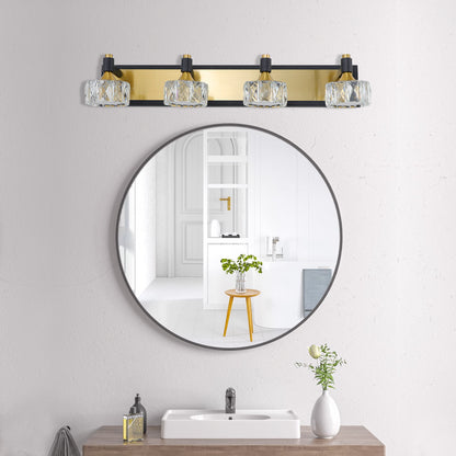 LED 4-Light Modern Crystal Bathroom Vanity Light Over Mirror Bath