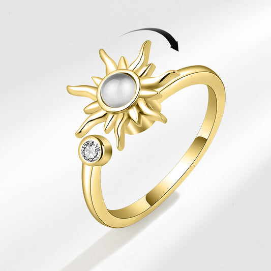 Sunflower Ring Rotating Ring Female Stress Relieving and Pressure Relieving Ring