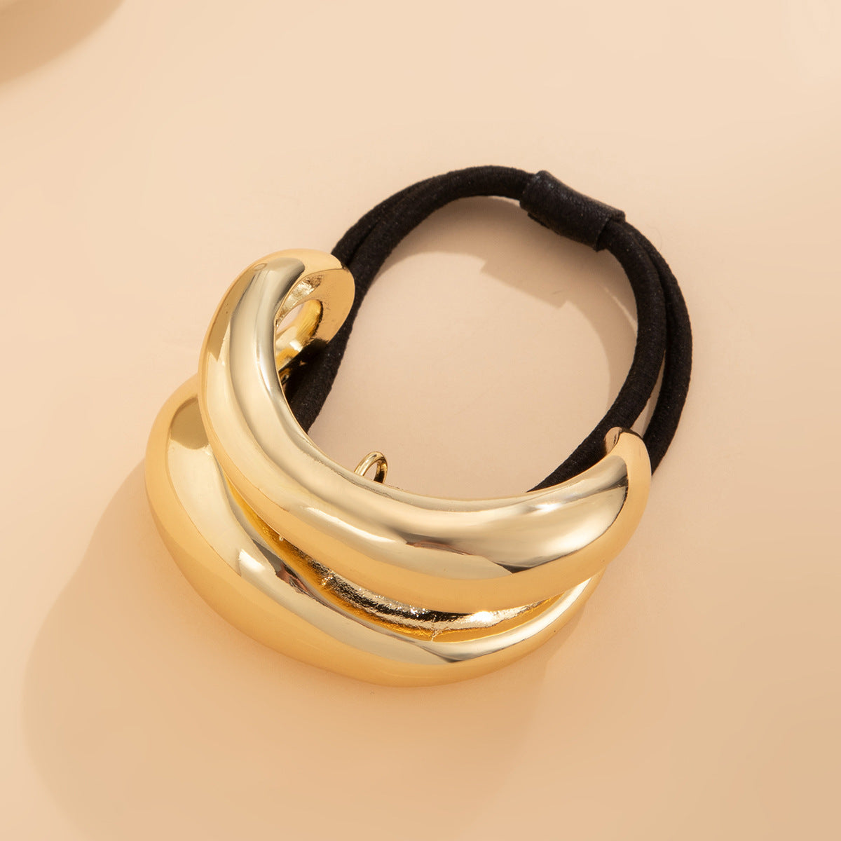 Personalized retro double-layer arc elastic hairpin irregular temperament hair ring