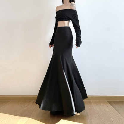 Sexy high waisted slim fit skirt with versatile temperament for commuting including buttocks and fish tail long skirt