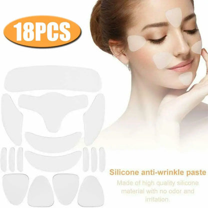 18Pcs Reusable Silicone Face Patch Set Anti Wrinkle Patches For Face Neck Forehead Eye Cheek Chest Pads Beauty Tools