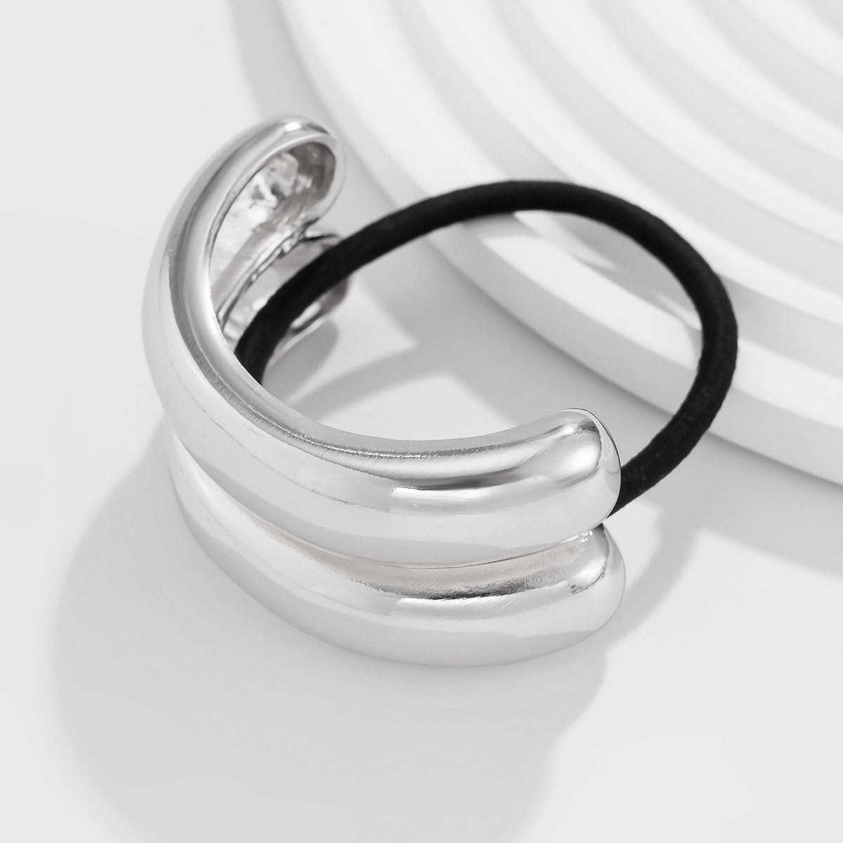 Personalized retro double-layer arc elastic hairpin irregular temperament hair ring