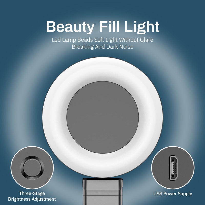 Wireless Bluetooth-compatible Selfie Stick with Led Ring Light