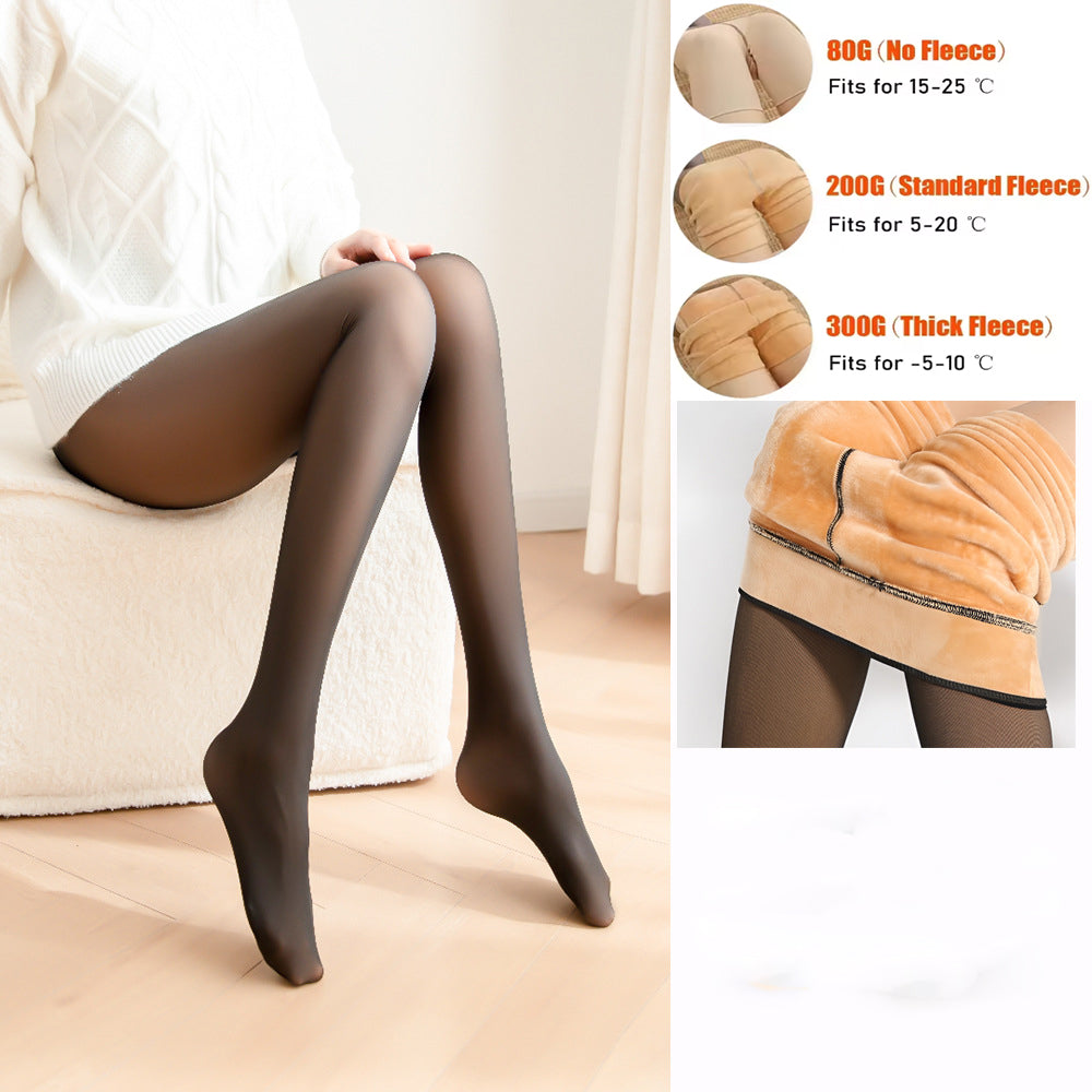 Insulated Tights Thermal Stockings Leggings Woman Thermal Fleece Lined Tights Sexy Warm Winter Women Socks Black Coffee Grey