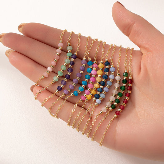 Simple and exquisite chain natural stone bead bracelet for women