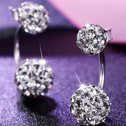 Women 's Luxury Shambhala Crystal Ball Stud Earrings Fashion Silver Plated Jewelry Temperament Princess Stud Earrings