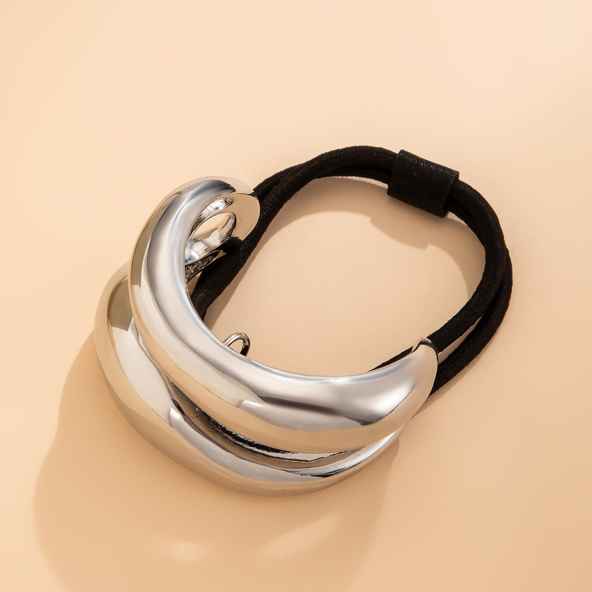 Personalized retro double-layer arc elastic hairpin irregular temperament hair ring