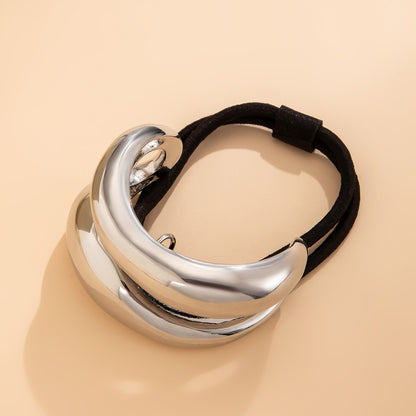 Personalized retro double-layer arc elastic hairpin irregular temperament hair ring