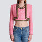 Autumn and winter new fashion heavy industry chain decoration short coarse woolen jacket jacket jacket