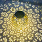 Home Garden Solar Wrought Iron Wind Lantern Retro Moroccan Pattern Hollow Projection Light