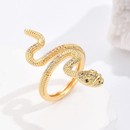 European and American snake shaped opening ring female INS niche personality ring