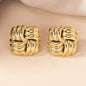 Square Personality Smooth Trend Fashion Women Stud Earrings Simple Gold Color Party Gifts Jewelry Exquisite Accessories