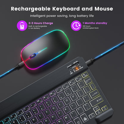 Suitable for iPad gradient luminous wireless keyboard and mouse set tablet Bluetooth keyboard