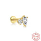 S925 sterling silver ins wind triple sky tassel super fairy butterfly puncture internal thread flat head earring