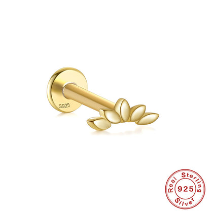 S925 sterling silver ins wind triple sky tassel super fairy butterfly puncture internal thread flat head earring