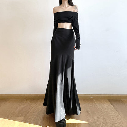 Sexy high waisted slim fit skirt with versatile temperament for commuting including buttocks and fish tail long skirt